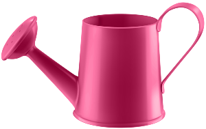 a pink watering can